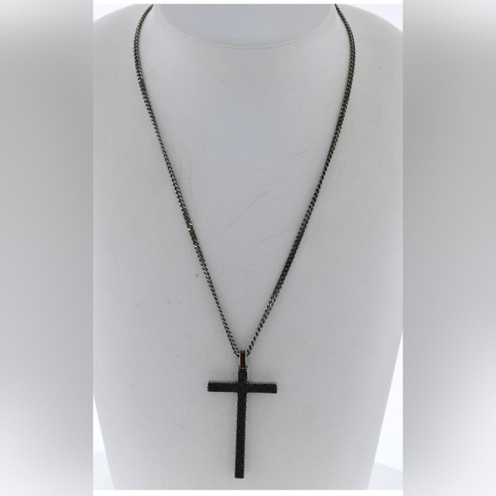 Gucci Diamantissima Cross Necklace 925 Silver Jewelry Unisex Italy - Picture 3 of 16